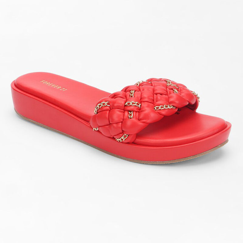 Buy Forever 21 Solid Red Flats Online