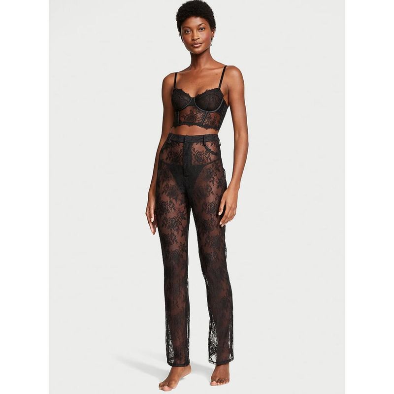 Victoria's Secret Black Self Design Regular Loungewear Pant (S)