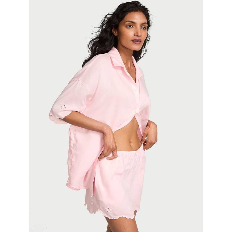 Victoria's Secret Pink Self Design Regular Shirt and Shorts (Set of 2) (XL)