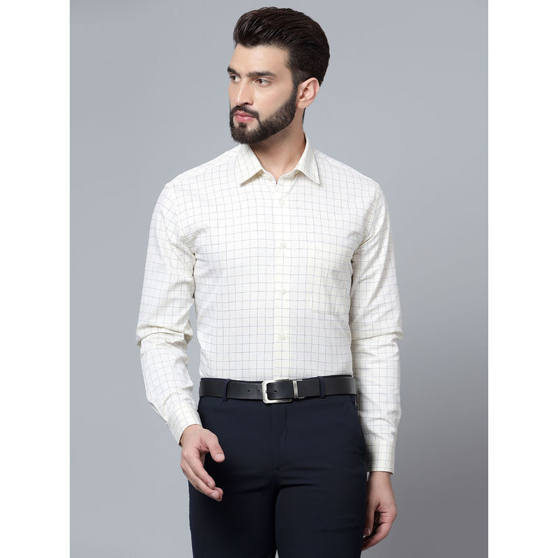 Cantabil Mens Checks Lemon Formal Shirt (38)