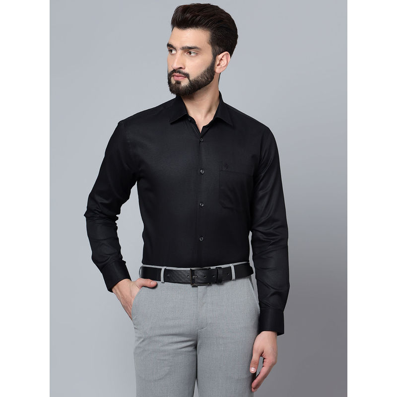 Cantabil Mens Solid Black Formal Shirt (42)