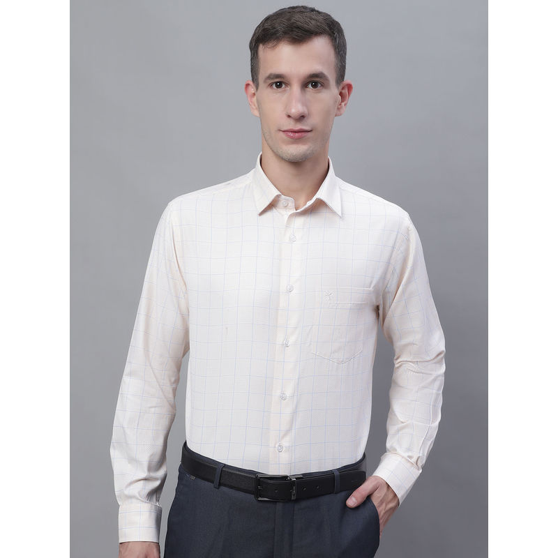 Cantabil Mens Checks Yellow Formal Shirt (38)