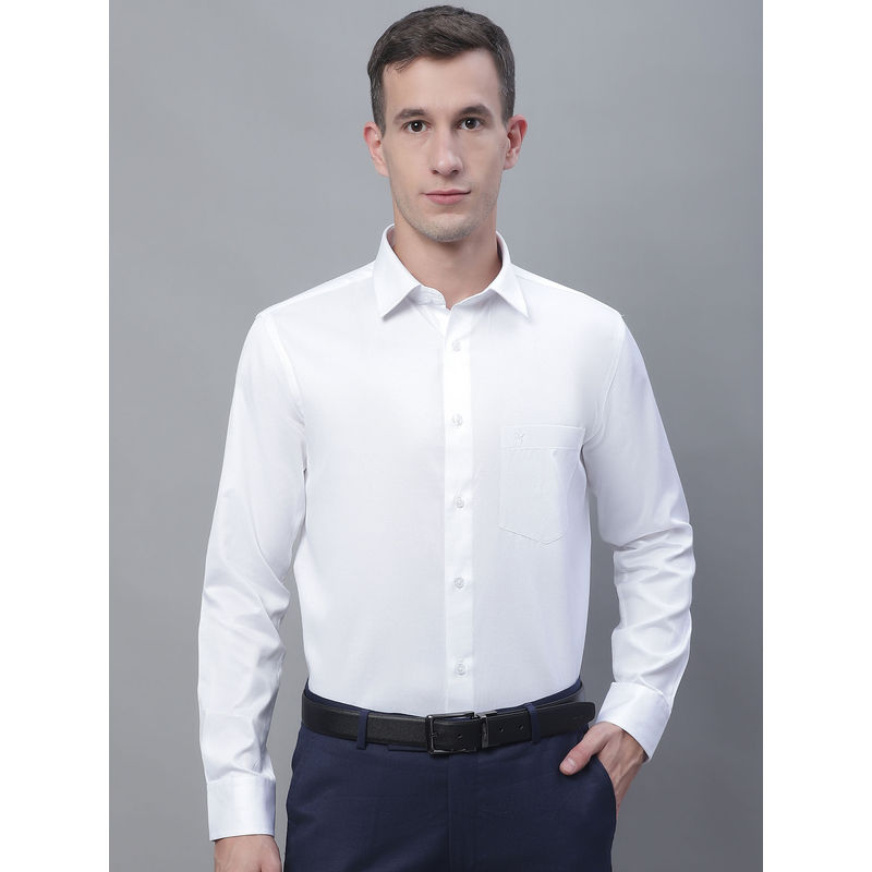 Cantabil Mens Solid White Formal Shirt (44)