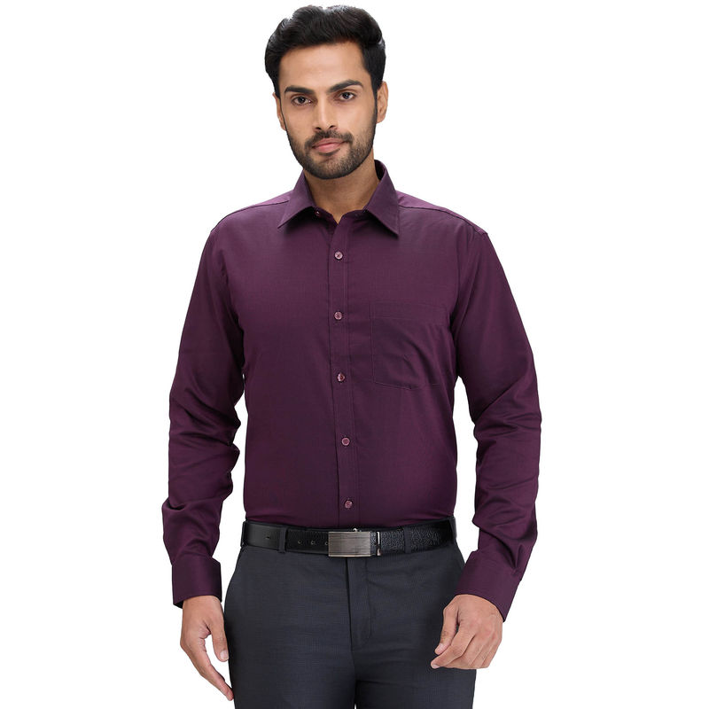 Park Avenue Regular Fit Formal Shirt Full Sleeves Collar Neck Solid Wine (39)
