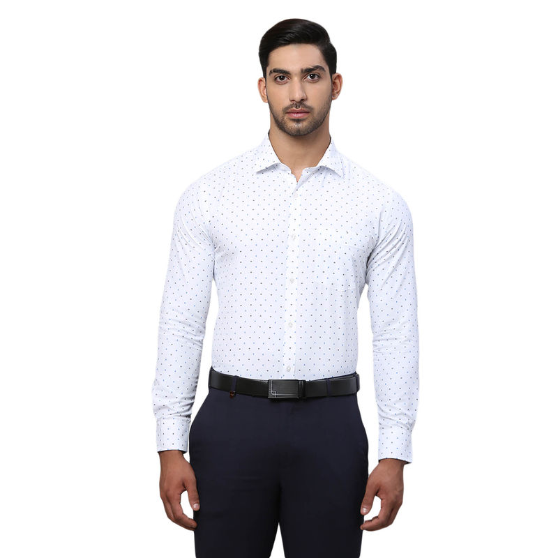 Park Avenue Slim Fit Formal Shirt Full Sleeves Collar Neck Printed White (39)