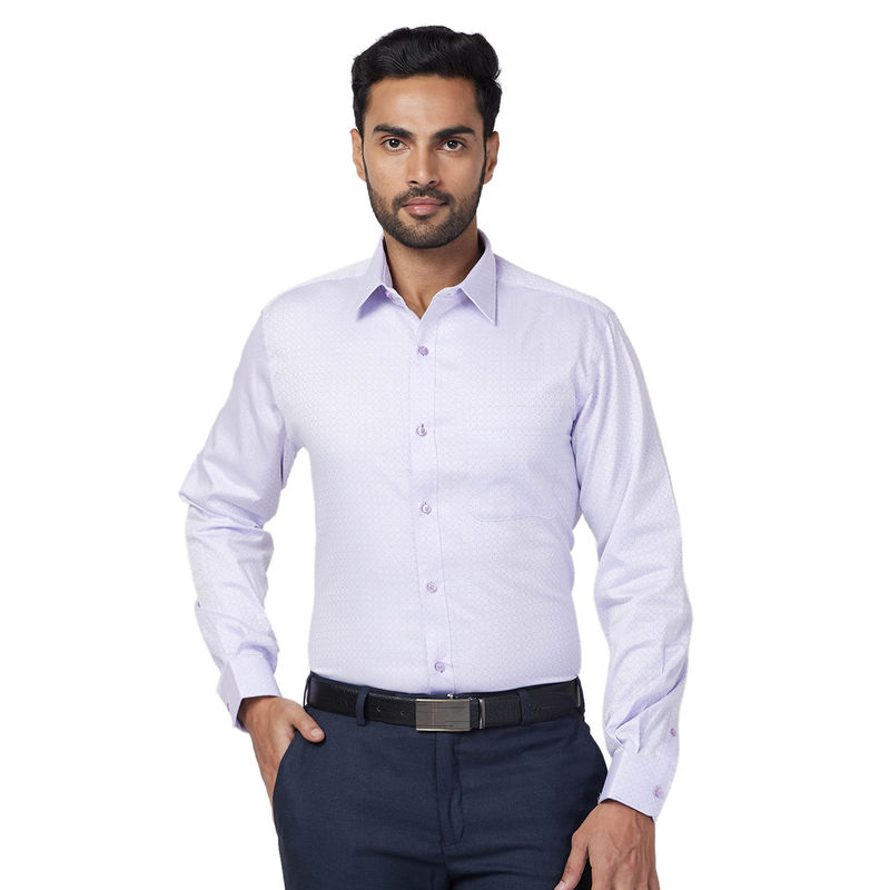Raymond Slim Fit Formal Shirt Full Sleeves Collar Neck Printed Purple (39)
