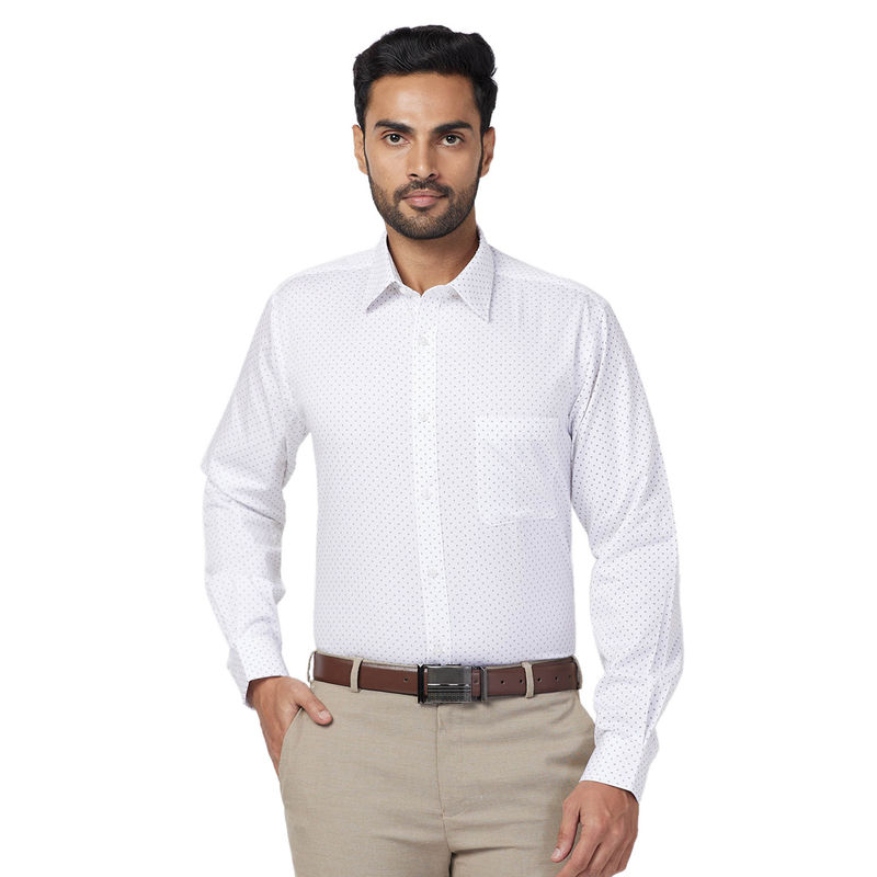 Raymond Slim Fit Formal Shirt Full Sleeves Collar Neck Printed White (46)