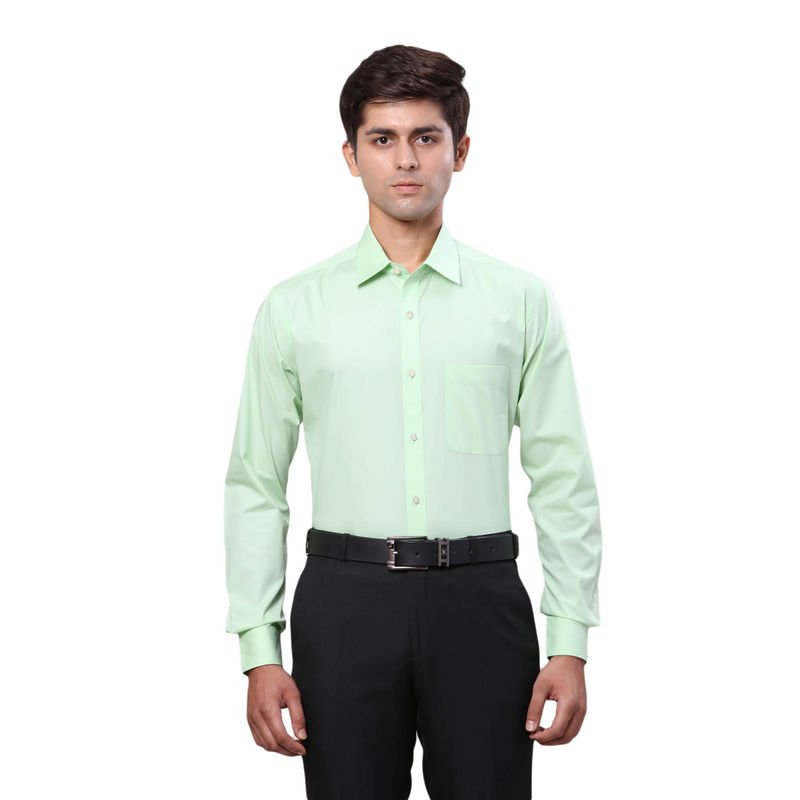 Raymond Slim Fit Formal Shirt Full Sleeves Collar Neck Solid Green (39)