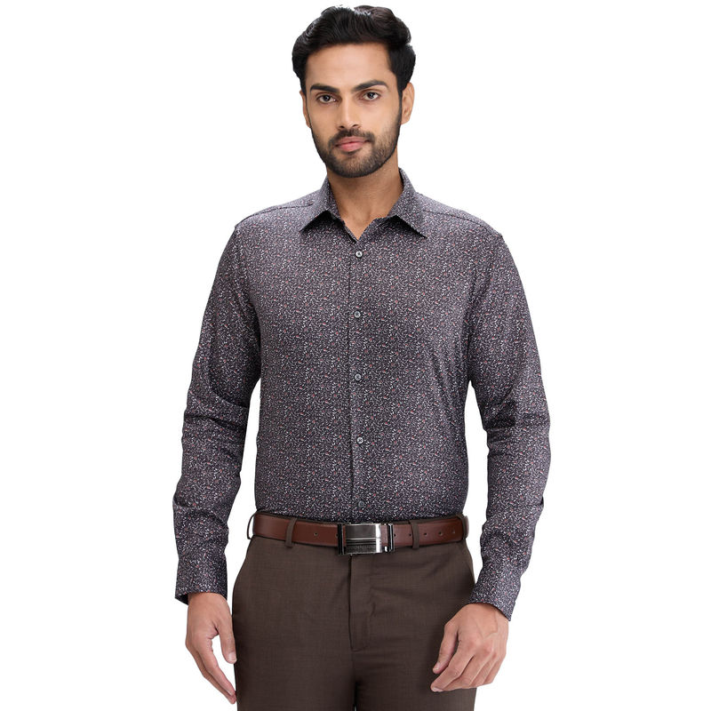 Raymond Regular Fit Formal Shirt Full Sleeves Collar Neck Floral Grey (40)