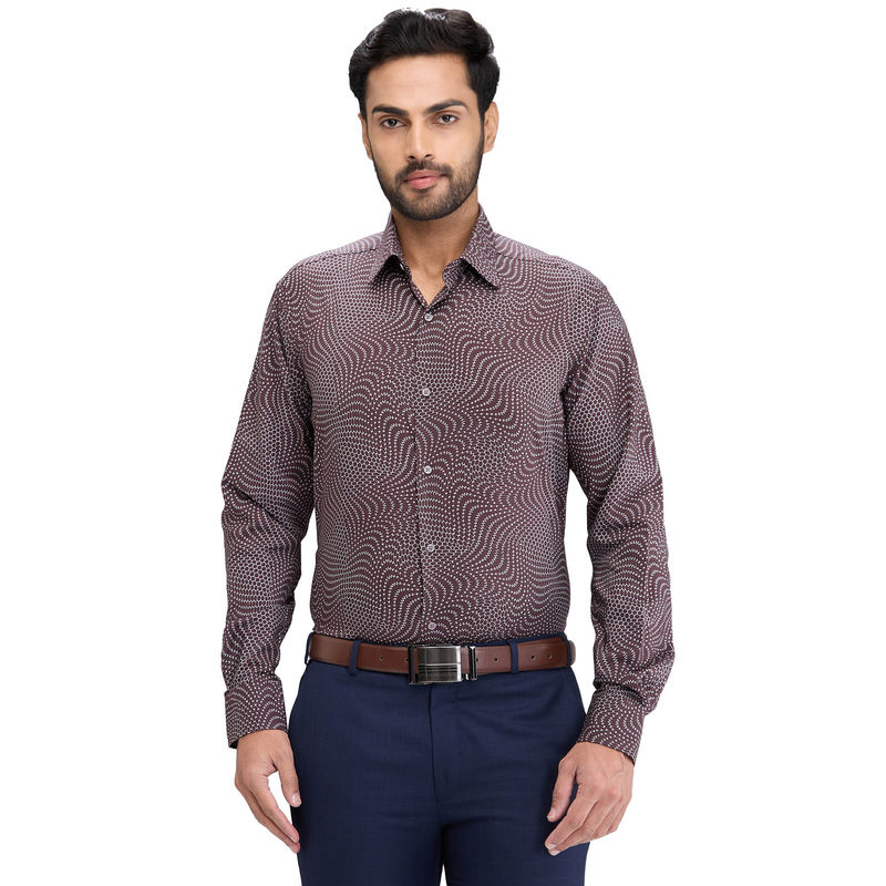 Raymond Regular Fit Formal Shirt Full Sleeves Collar Neck Abstract Magenta (39)