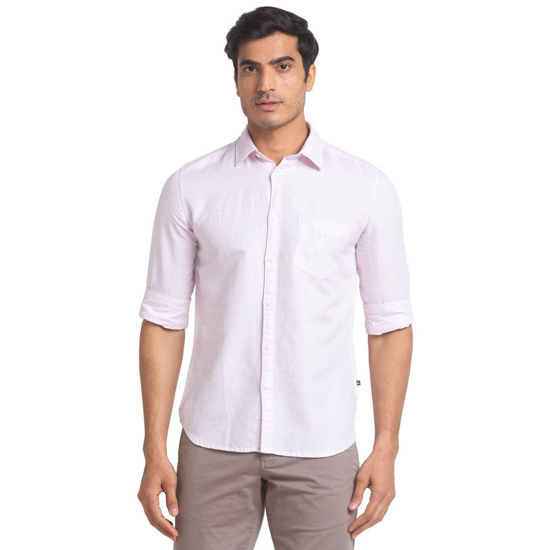 Parx Slim Fit Casual Shirt Full Sleeves Collar Neck Solid White (40)