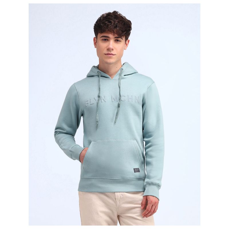 Flying Machine Green Cotton Full Sleeves Men Hoodie (XL)