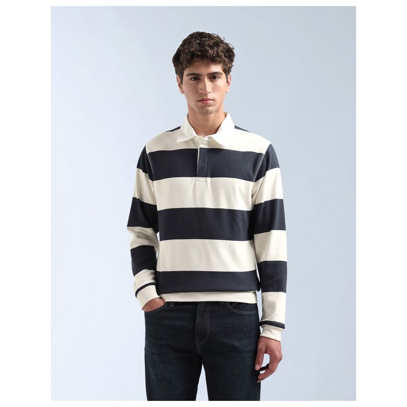 Flying Machine Cotton Full Sleeves Beige Sweatshirt (L)