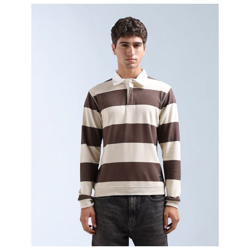 Flying Machine Brown Cotton Full Sleeves Sweatshirt (M)