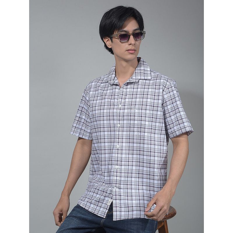 CRIMSOUNE CLUB Men Checked Wine Shirt (S)