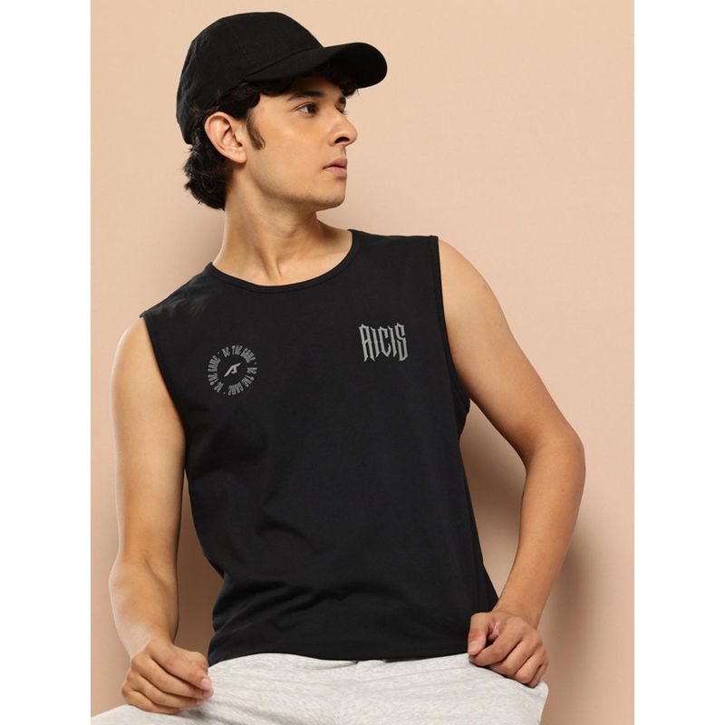 Alcis Men Black Solid Urban Lifestyle Tank (XL)