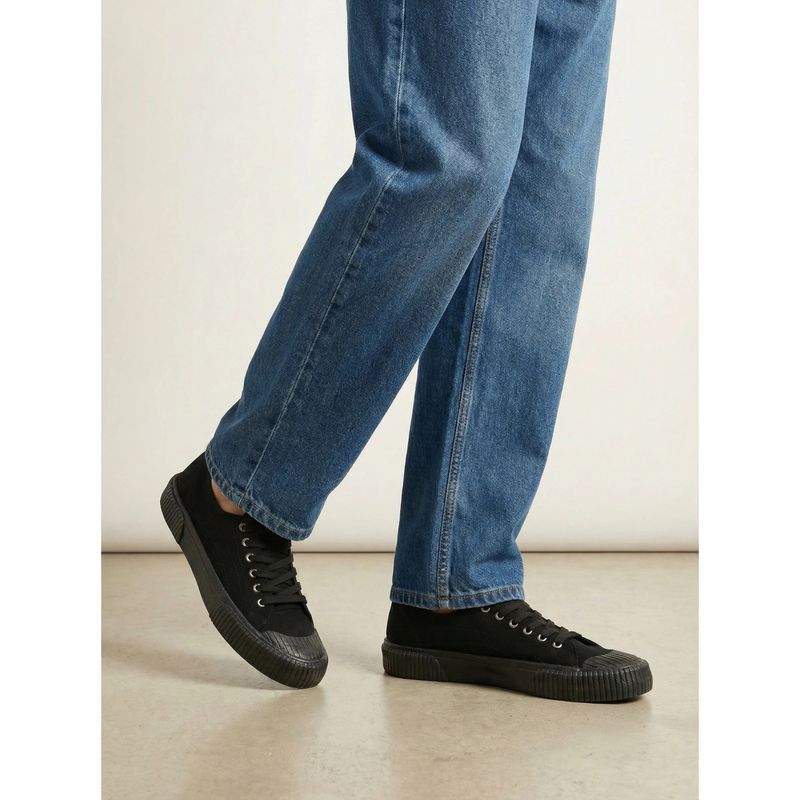 Styli Men Black Canvas Contrast Sole Sneakers (UK 8)