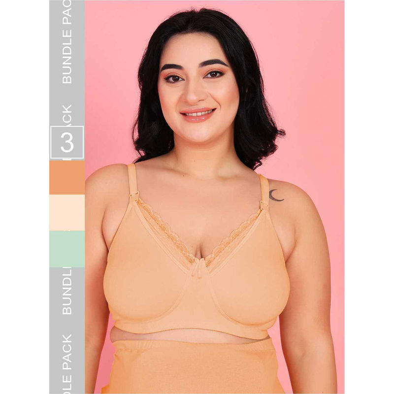 Mamma Presto Non Padded Nursing Maternity Bra (Pack of 3) (34C)