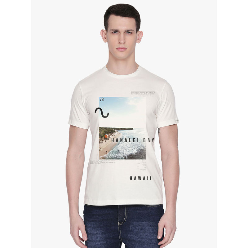 THREADCURRY Hanalei Bay Creative Graphic Printed T-Shirt for Men (S)