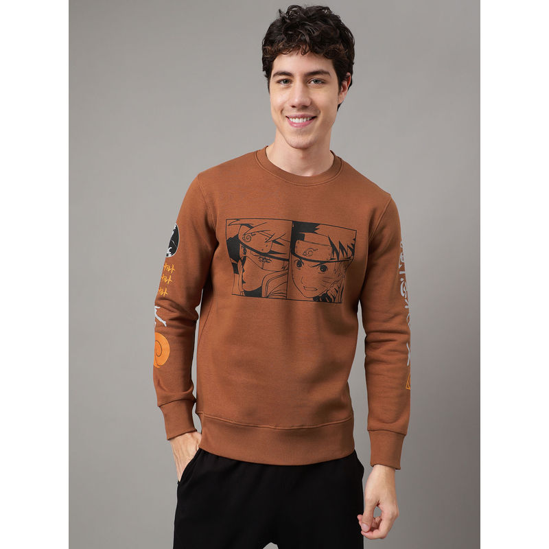 Free Authority Naruto Printed Brown Sweatshirt (XL)