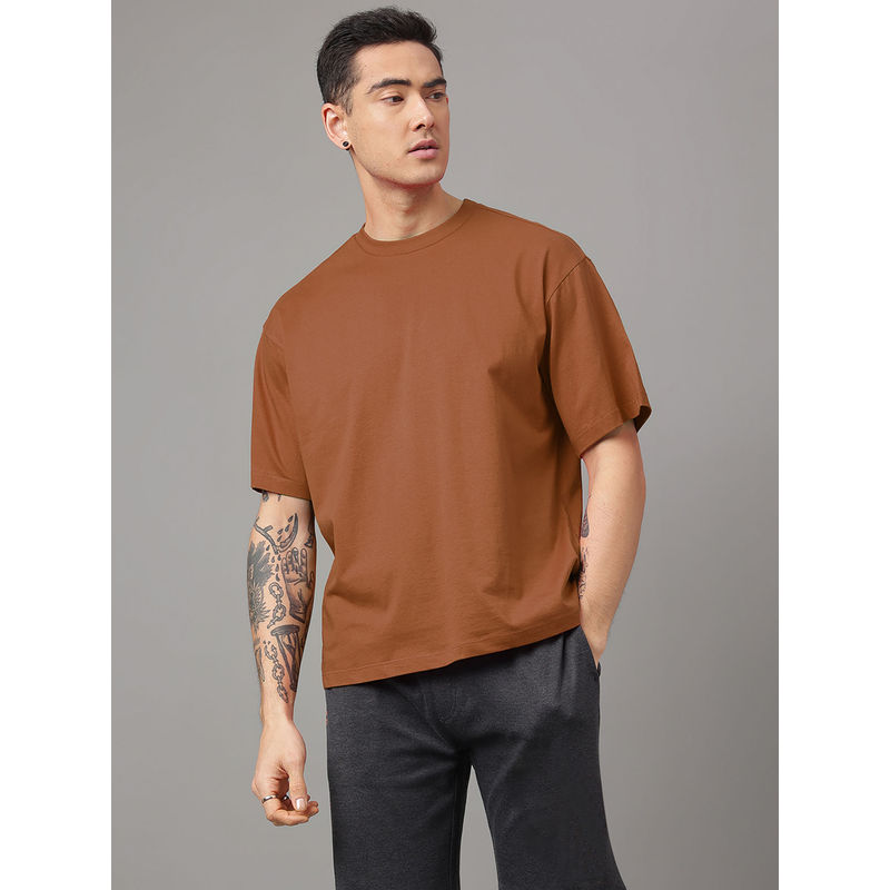 Free Authority Solid Brown T-Shirt (M)