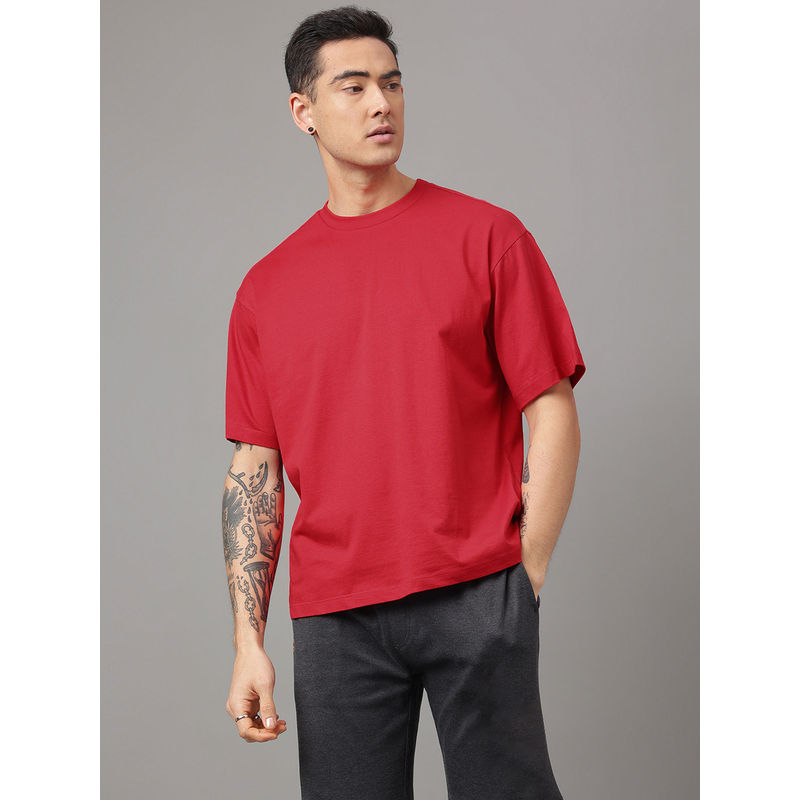Free Authority Solid Red T-Shirt (L)