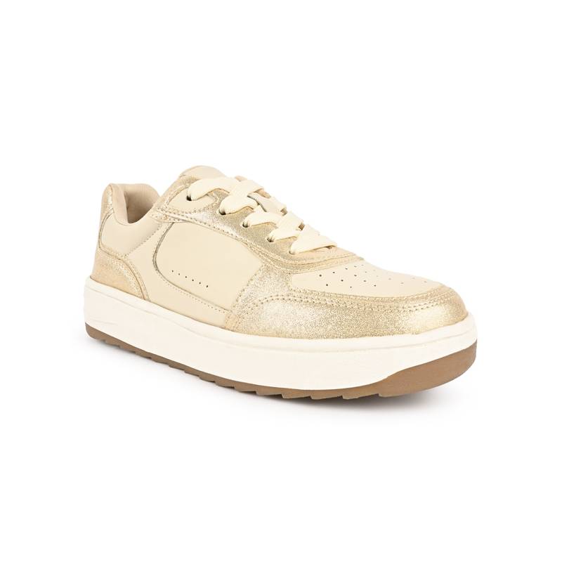 Call It Spring Gold Round Toe Sneakers (UK 2)