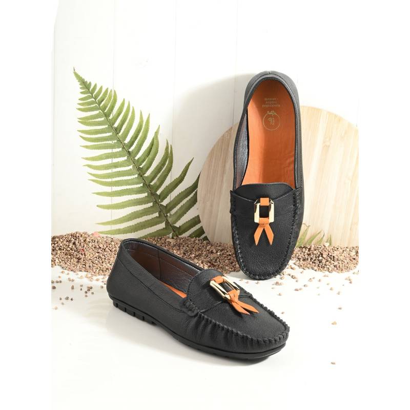 EGOSS Black Round Toe Loafers (EURO 36)