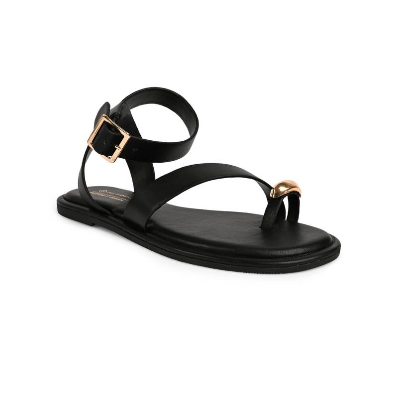 Call It Spring Black Round Toe Sandals (UK 4)