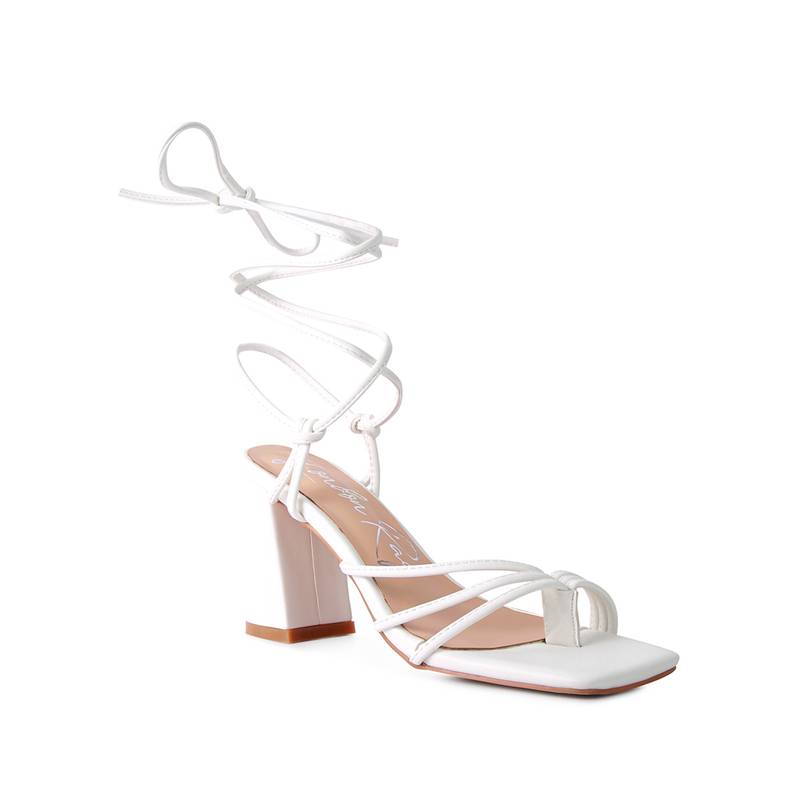 London Rag White Square Toe Block Heels (EURO 40)