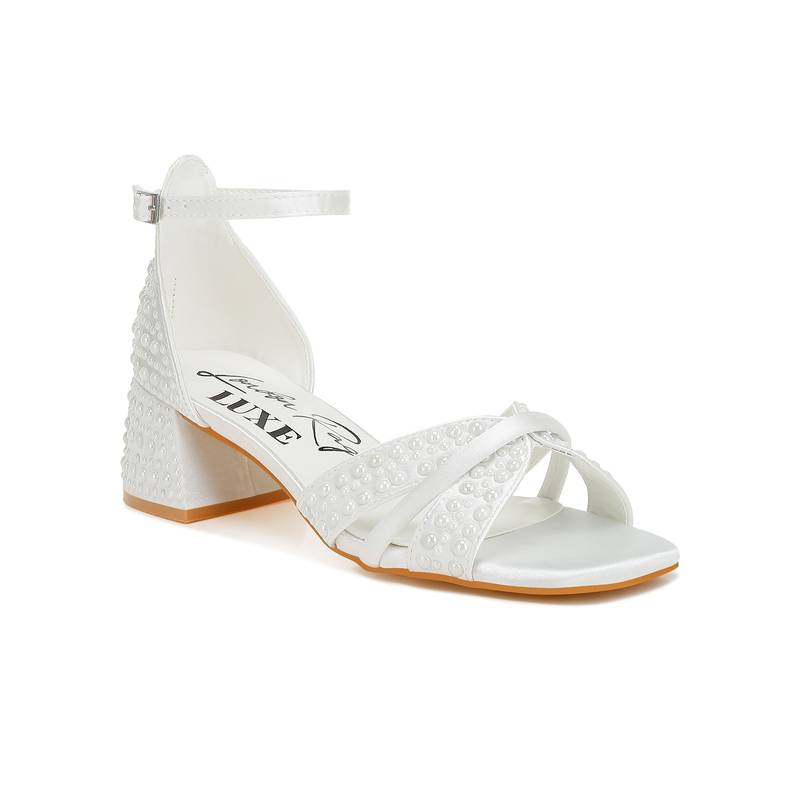 London Rag White Square Toe Block Heels (EURO 36)
