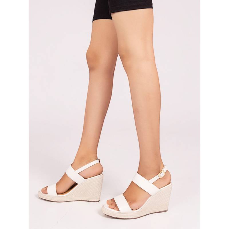 Truffle Collection White Round Toe Wedge Heels (UK 3)