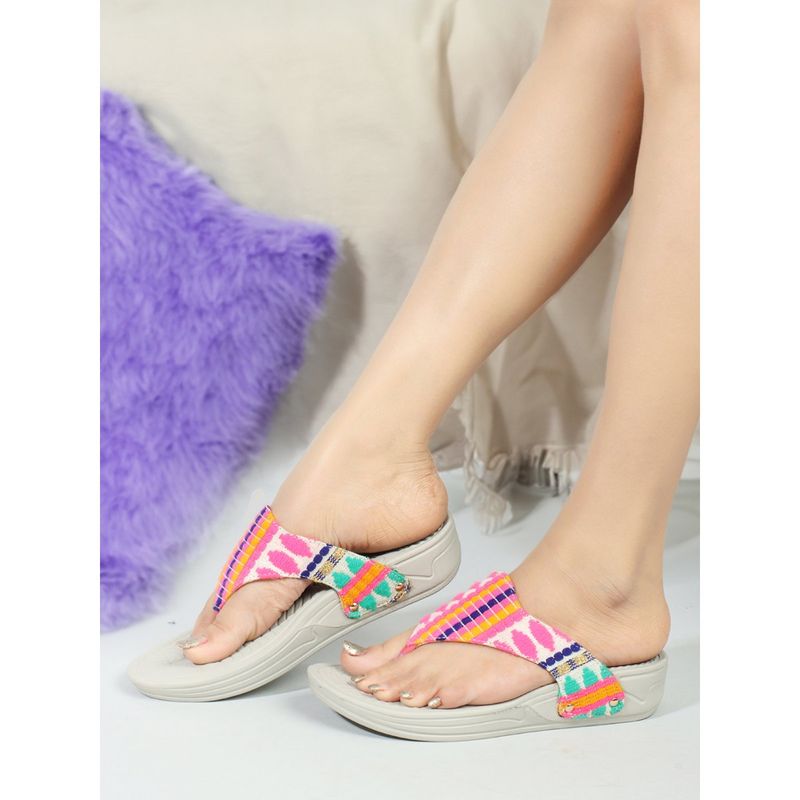 Carlton London Pink Slip-On Women Flip flops (EURO 37)