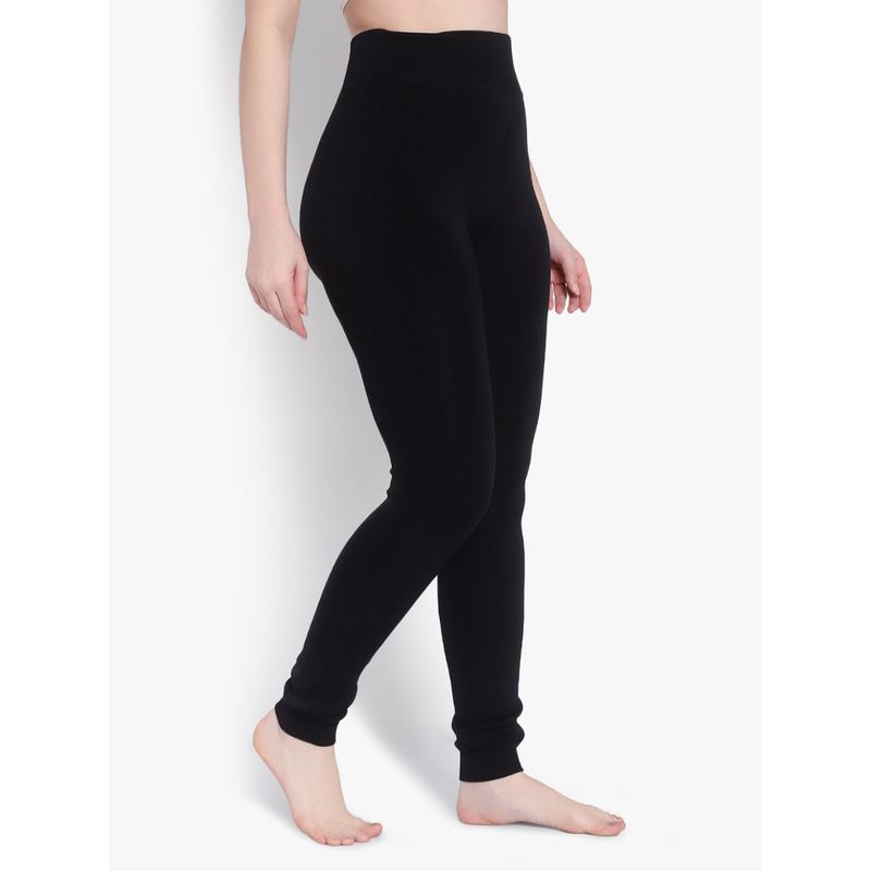 BRACHY Women Black Winter High Waist Warm Tight Solid Thermal Stockings (XS)