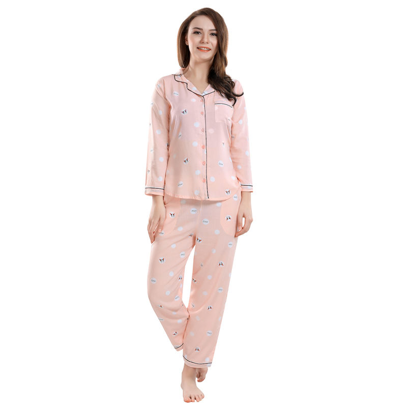 PIU Cat Print Pajama Set - Pink (S)
