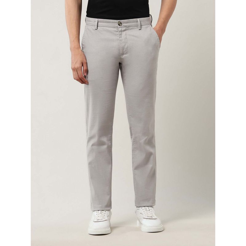 Arrow Sports Men Grey Slim Fit Mid Rise Trouser (30)