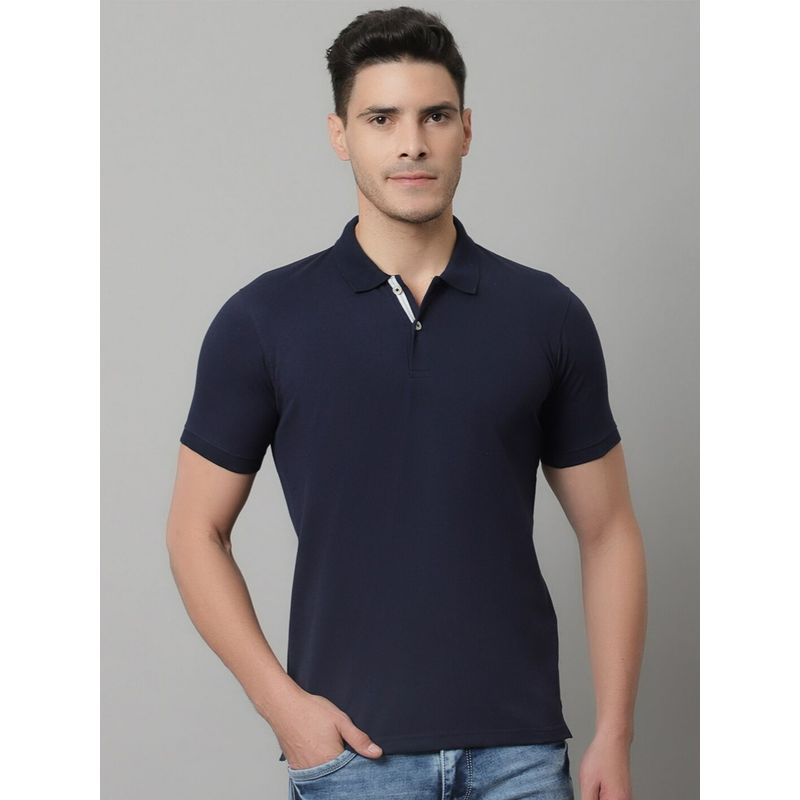 Cantabil Men Navy Blue Casual T-Shirt (L)