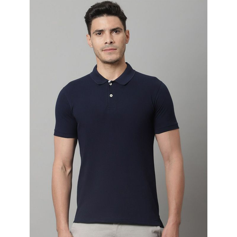 Cantabil Men Navy Blue Casual T-Shirt (L)