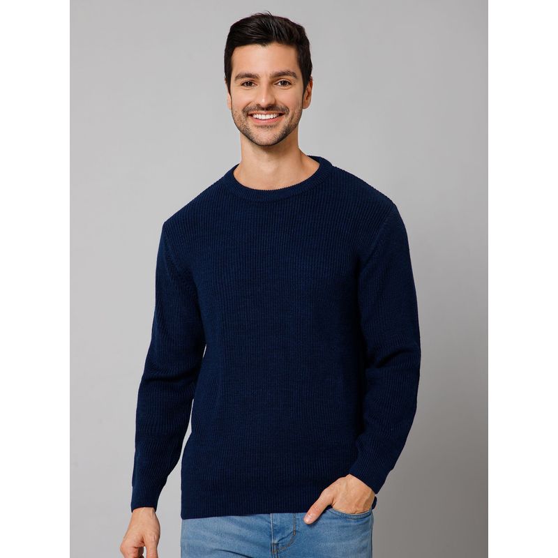 Cantabil Men Navy Blue Casual Sweater (M)