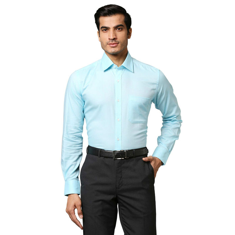 Raymond Men Textured Blue Shirt (39)