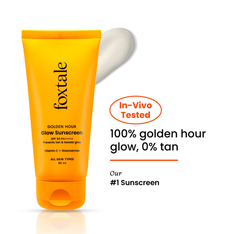 Foxtale Glow Sunscreen SPF 50 PA++++ with Vitamin C & Niacinamide for a Dewy Glow