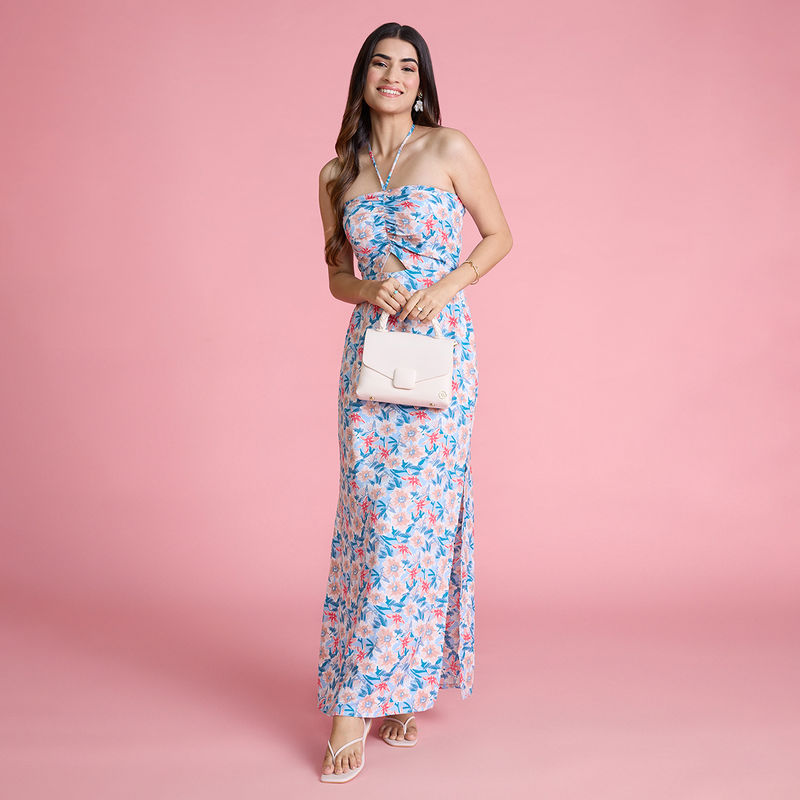 Twenty Dresses by Nykaa Fashion Multicolor Printed Floral Maxi Dress (M)