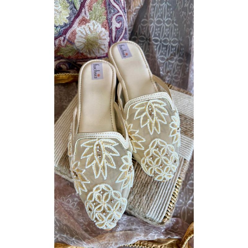 Fuchsia by Aashka Mehta White Lotus Mules Heels (EURO 36)