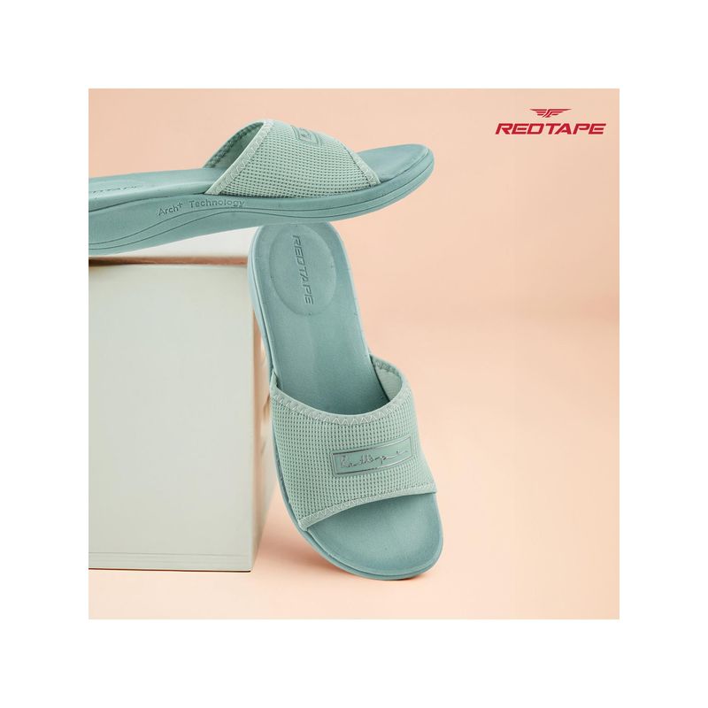 Red Tape Women's Eva Comfort Sliders - Green (UK 3)