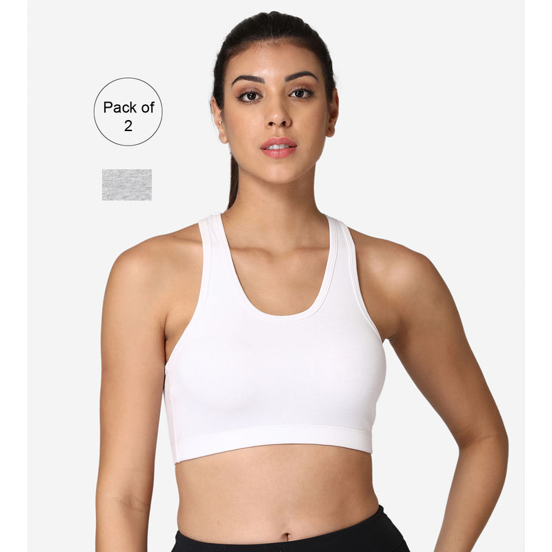 Abelino Racer Back Gym Bra - Grey (XL)