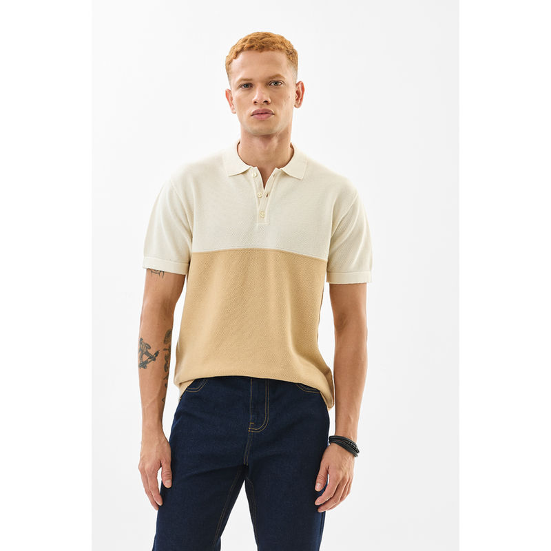 Snitch Men Multi-Color Colorblock Half Sleeves Slim Casual Polo T-Shirt (XS)