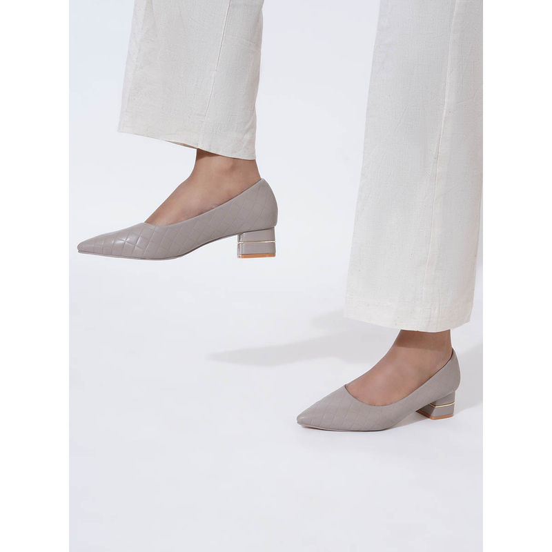 Sherrif Shoes Women Pu Closed Back Fashion Party Taupe Heels (EURO 33)