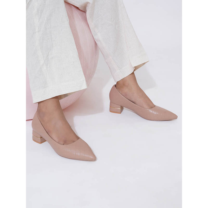 Sherrif Shoes Women Pu Closed Back Fashion Party Nude Heels (EURO 37)
