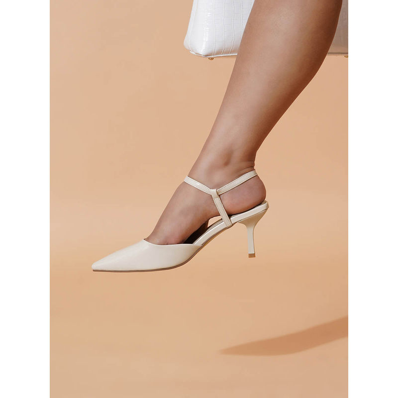 Sherrif Shoes Women Pu Backstrap Fashion Party Beige Heels (EURO 34)