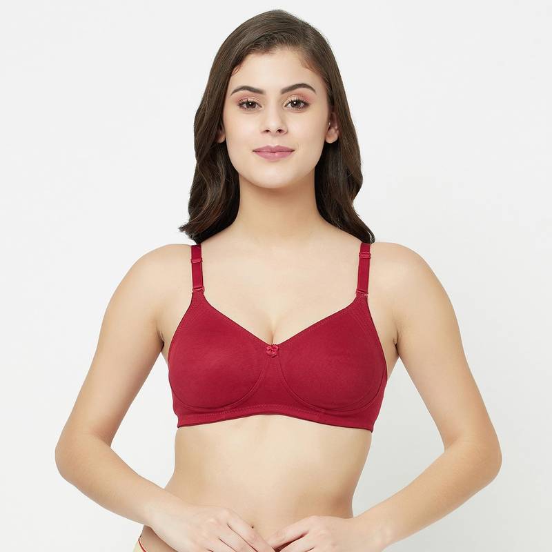 Groversons Paris Beauty Women Non-Padded Non-Wired Double Layered Bra-Maroon (32B)